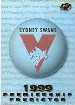 1999 Select AFL Premiere - Premiership Predictors #PC14 Sydney Swans Front